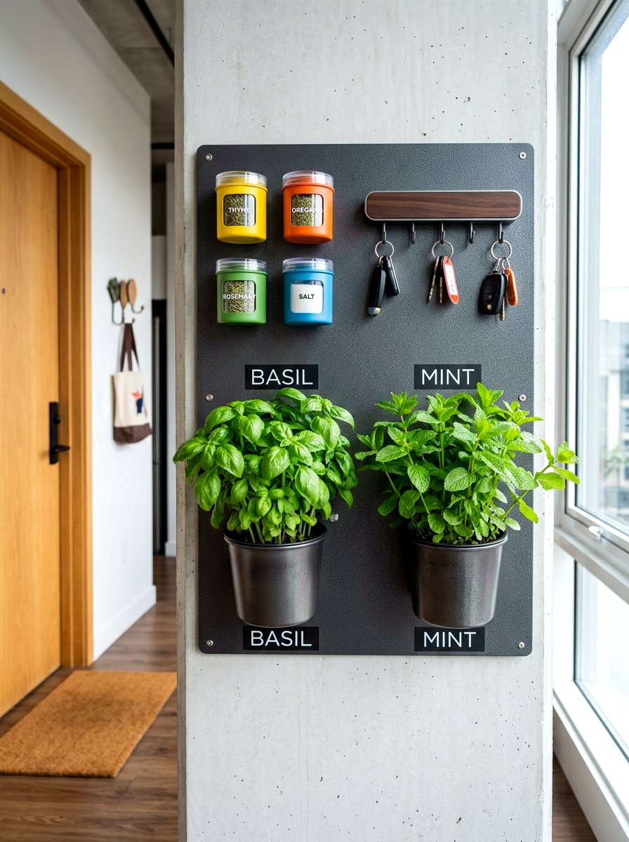 Magnetic Entryway Herb Planter - 30 wall planter entryway ideas