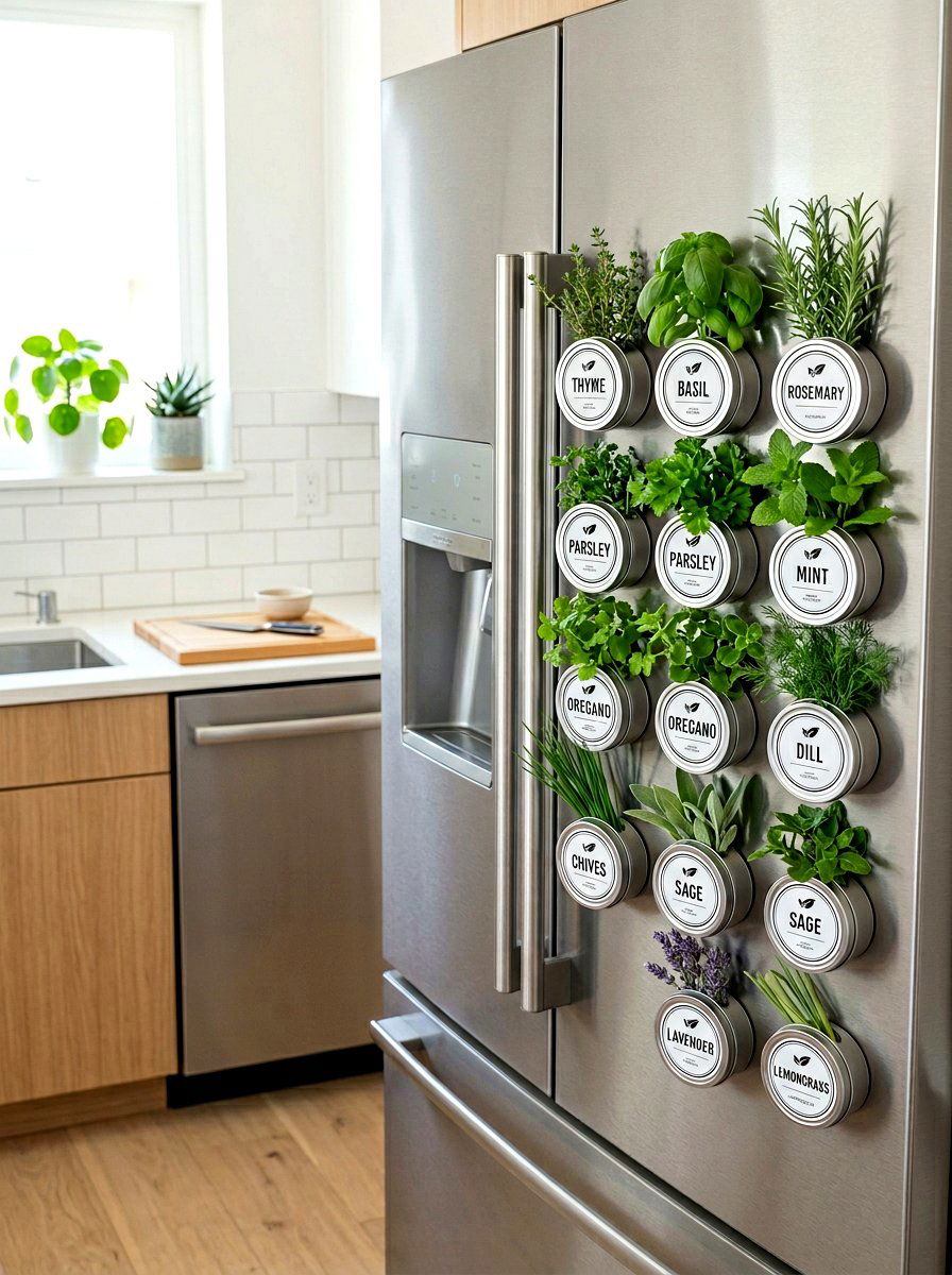 Magnetic Fridge Herb Garden - 30 vertical herb garden ideas