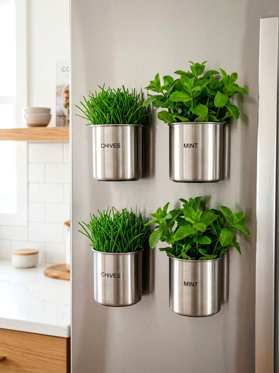 Magnetic Kitchen Herb Pot - 30 compact kitchen garden ideas