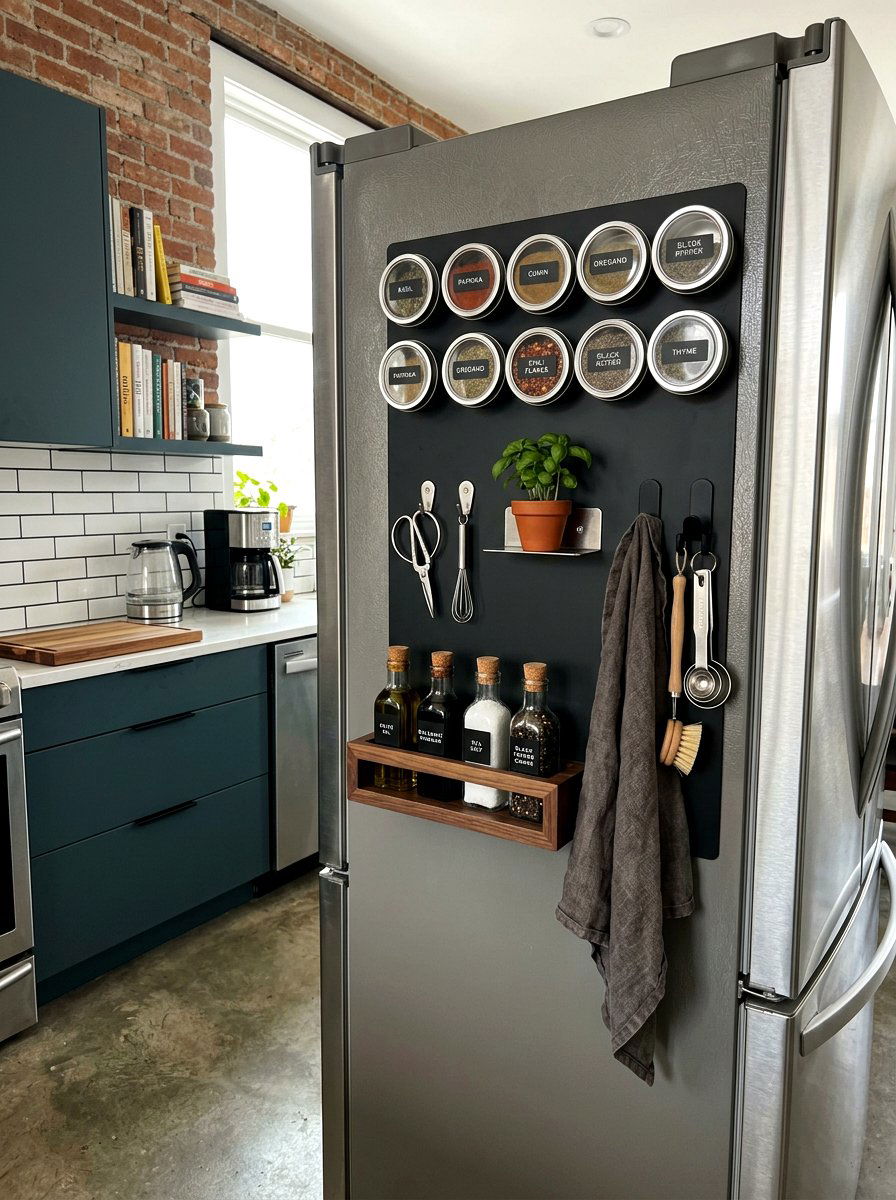 Magnetic Kitchen Storage - 30 no drill shelf styling ideas