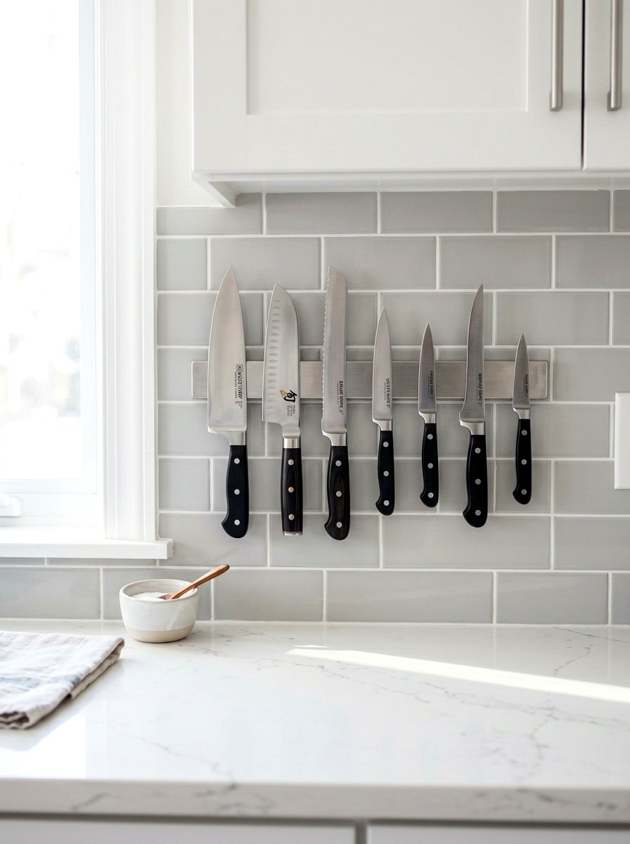 Magnetic Knife Strip - 30 micro kitchen storage ideas