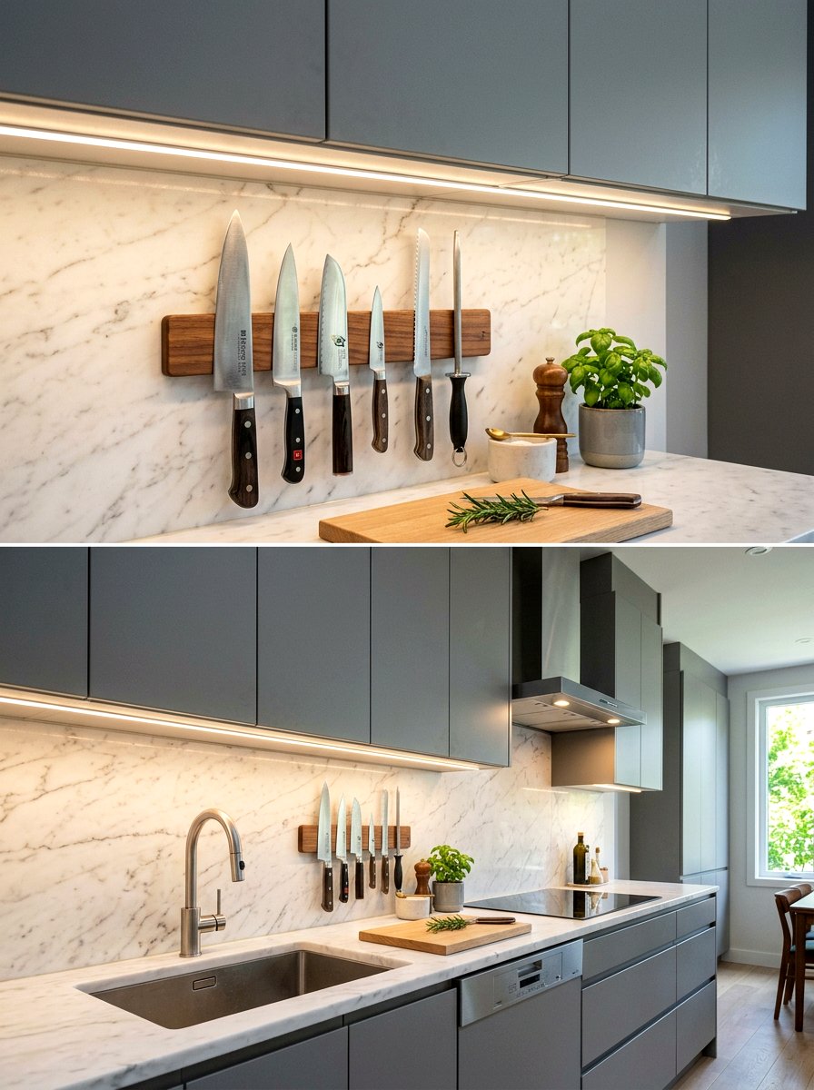 Magnetic Knife Strip - 30 smart storage home ideas