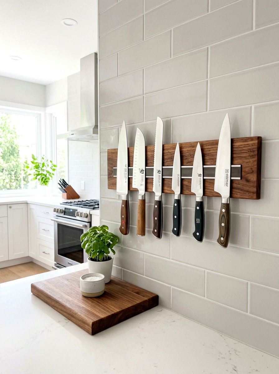 Magnetic Knife Strip Storage - 30 tiny house kitchen ideas