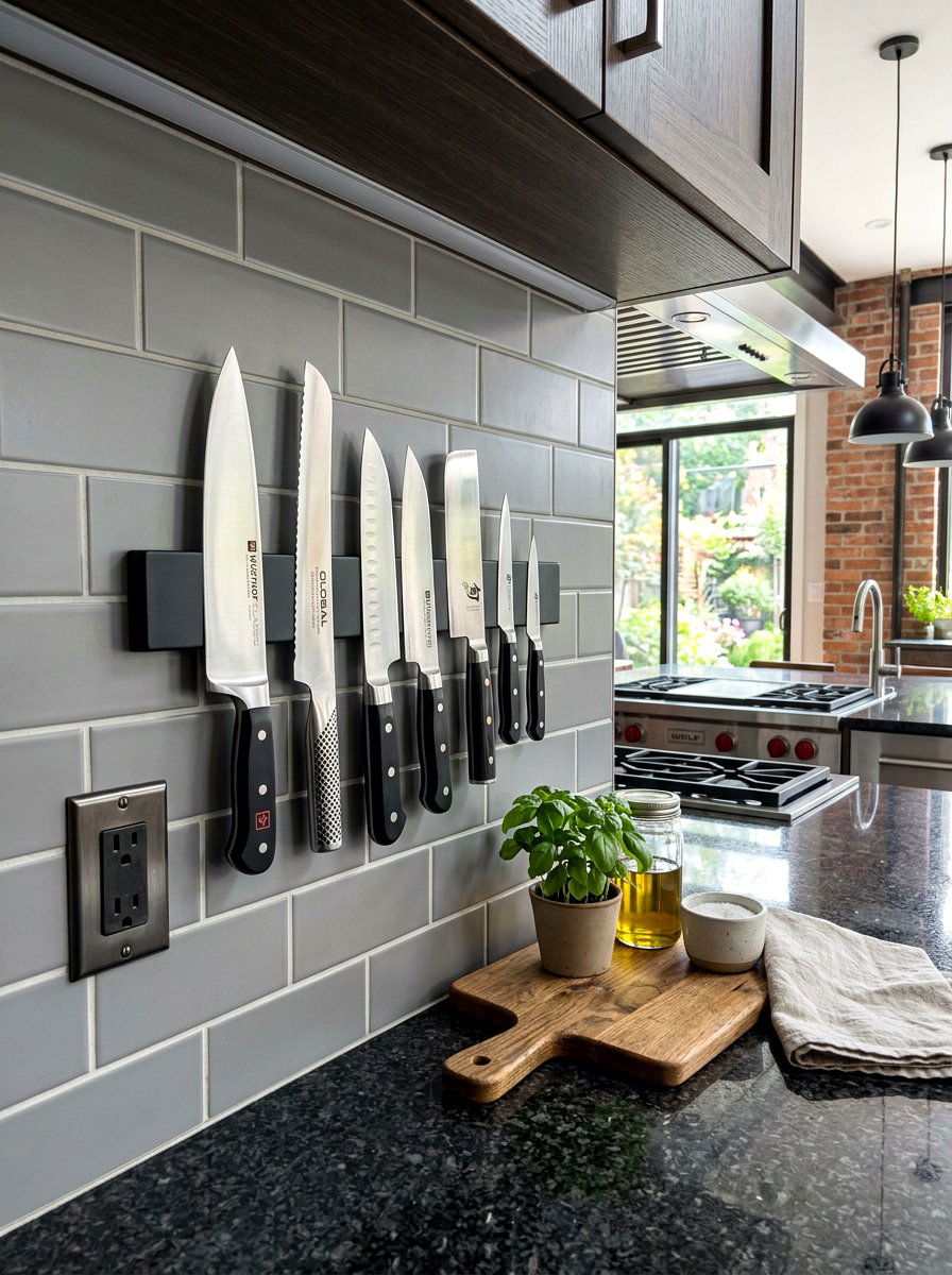 Magnetic Knife Strip - 30 kitchen organization ideas