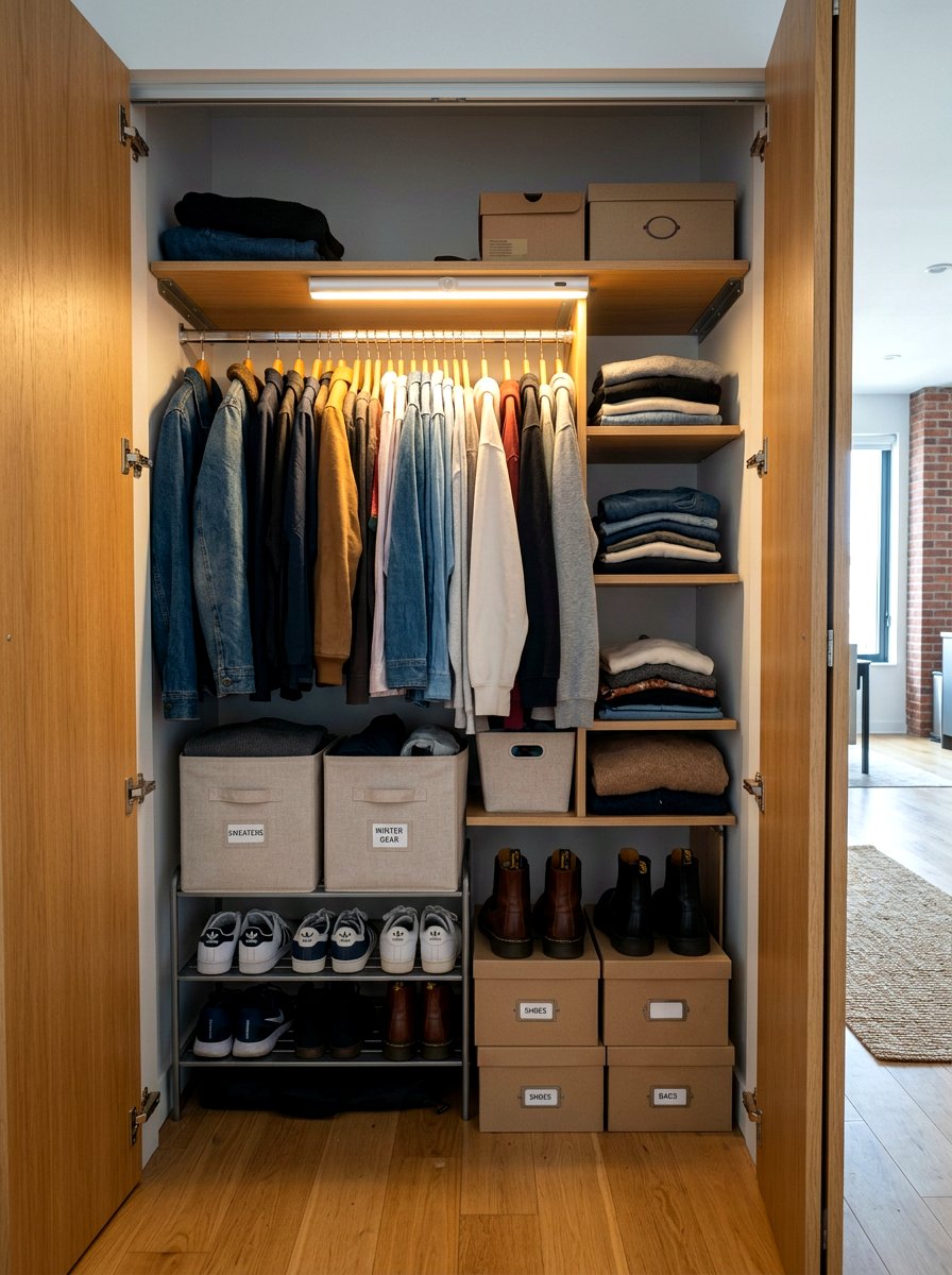 Magnetic LED closet bar - 30 closet lighting ideas