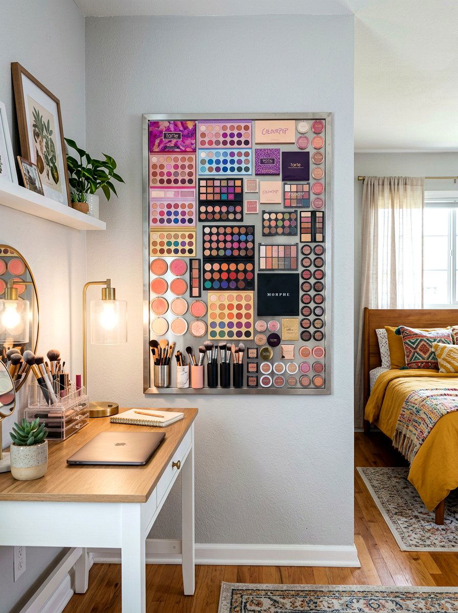 Magnetic Makeup Board - 30 beauty product storage ideas