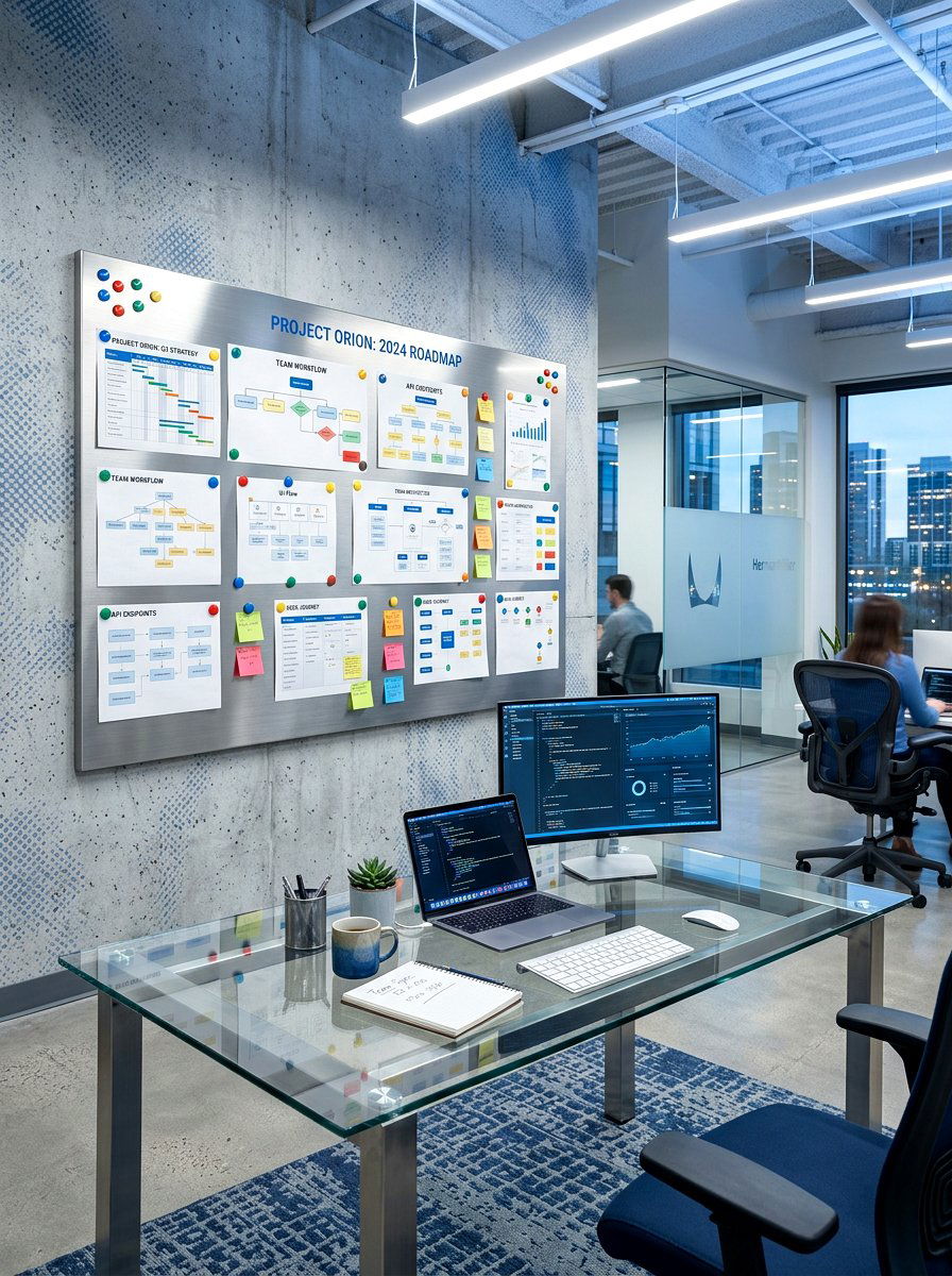 Magnetic Metal Board - 30 office pinboard ideas