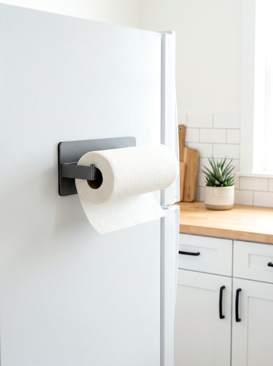 Magnetic Paper Towel Holder - 30 micro kitchen storage ideas