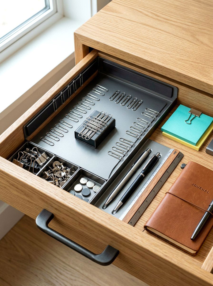 Magnetic Paperclip Holders - 30 desk drawer organization ideas