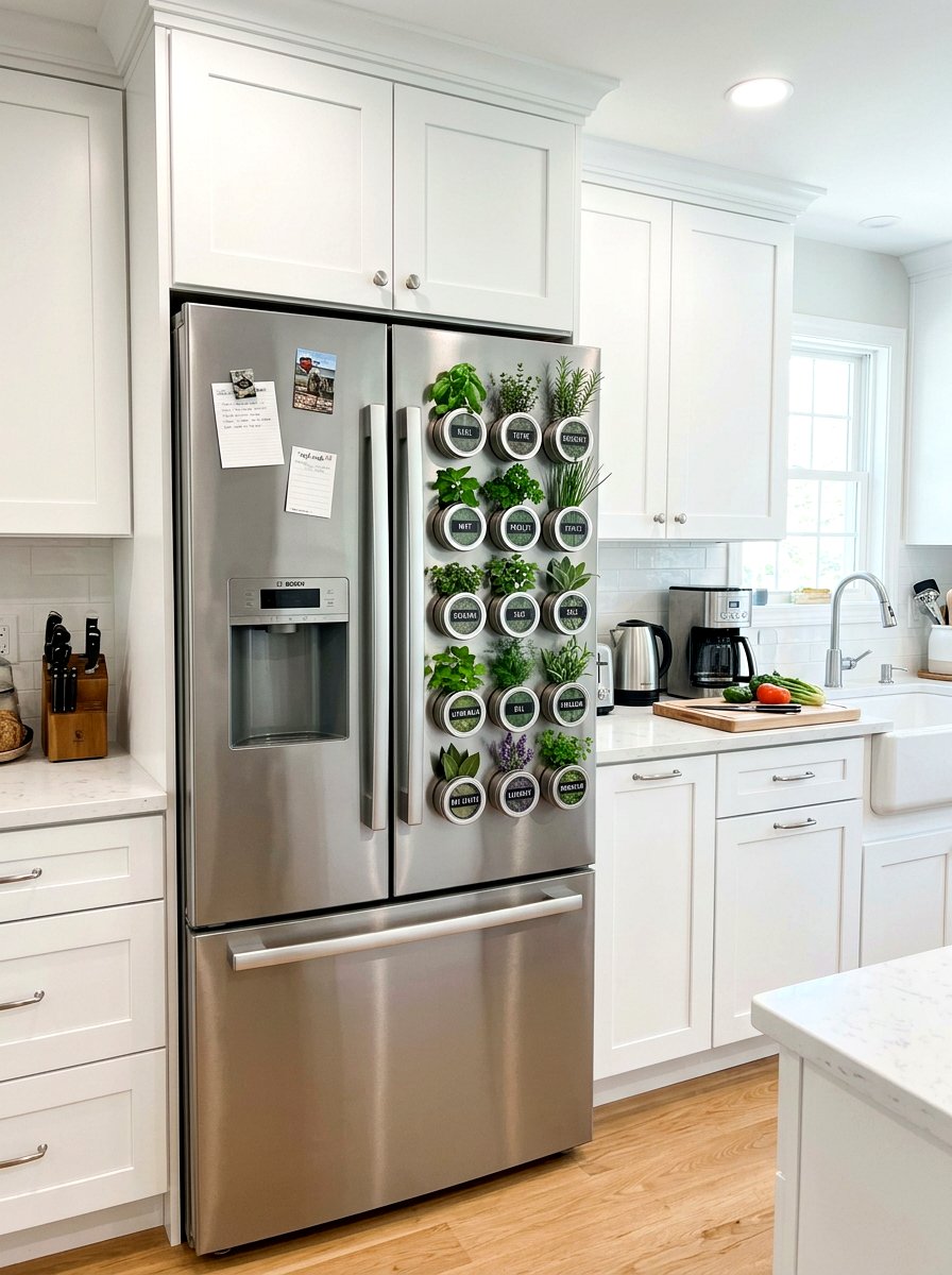 Magnetic Refrigerator Herb Garden - 30 small planter ideas