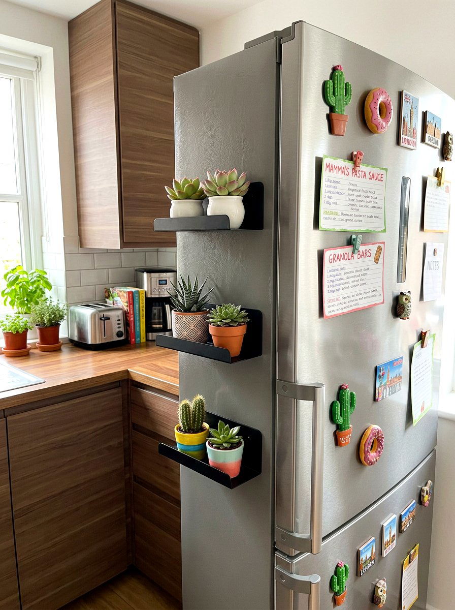 Magnetic Refrigerator Plant Shelf - 30 kitchen plant shelf ideas
