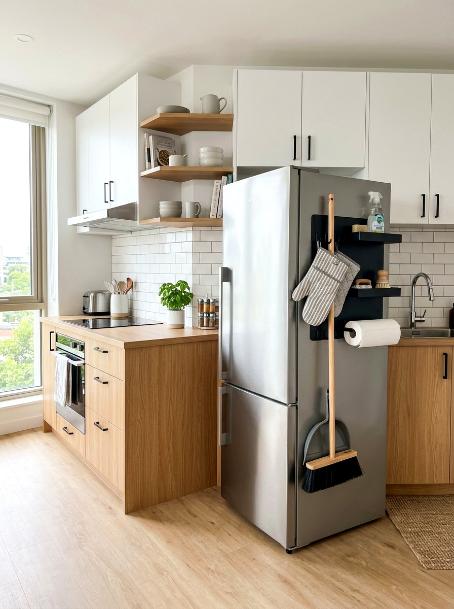 Magnetic Refrigerator Side Holder - 30 mop broom storage ideas