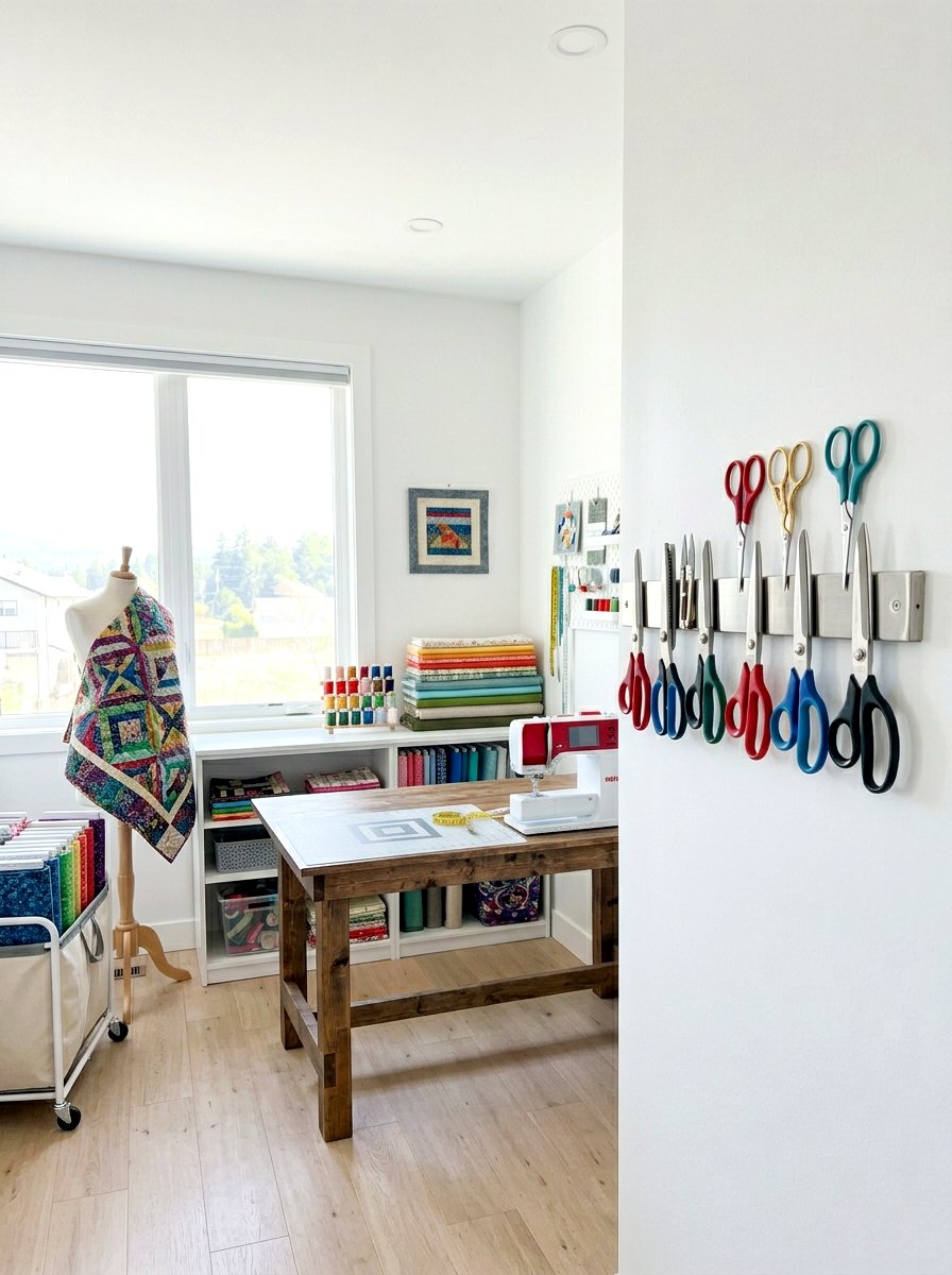 Magnetic Scissors Strip - 30 sewing storage ideas