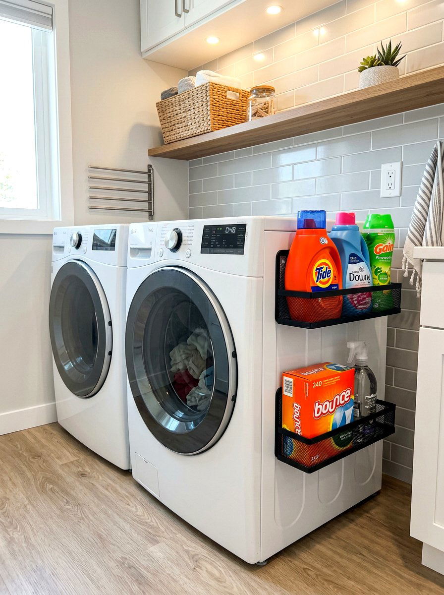 Magnetic Side Racks - 30 laundry room storage ideas
