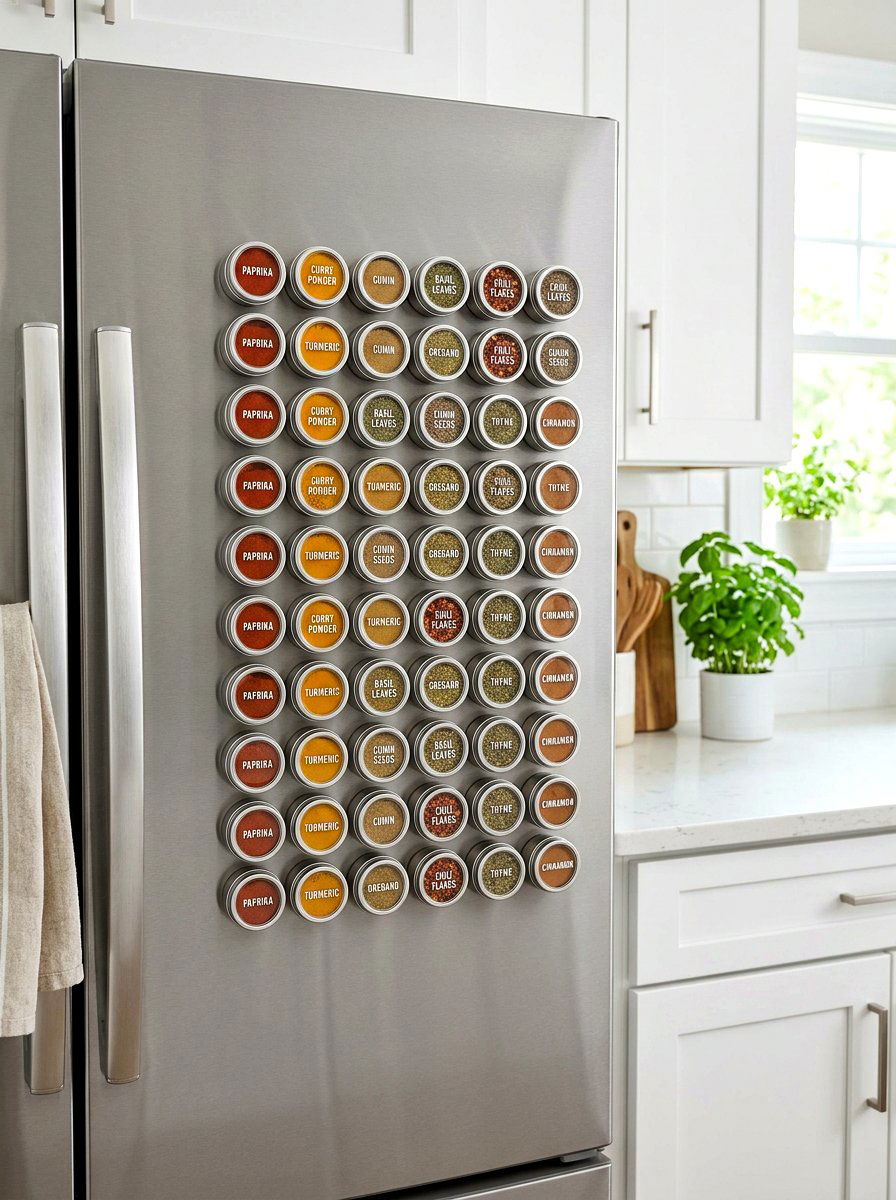 Magnetic Spice Jar - 30 micro kitchen storage ideas