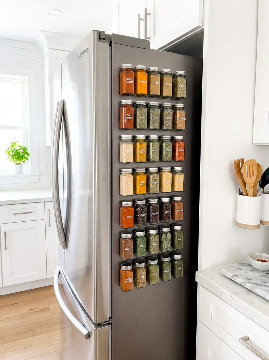 Magnetic Spice Jar - 30 kitchen organization ideas