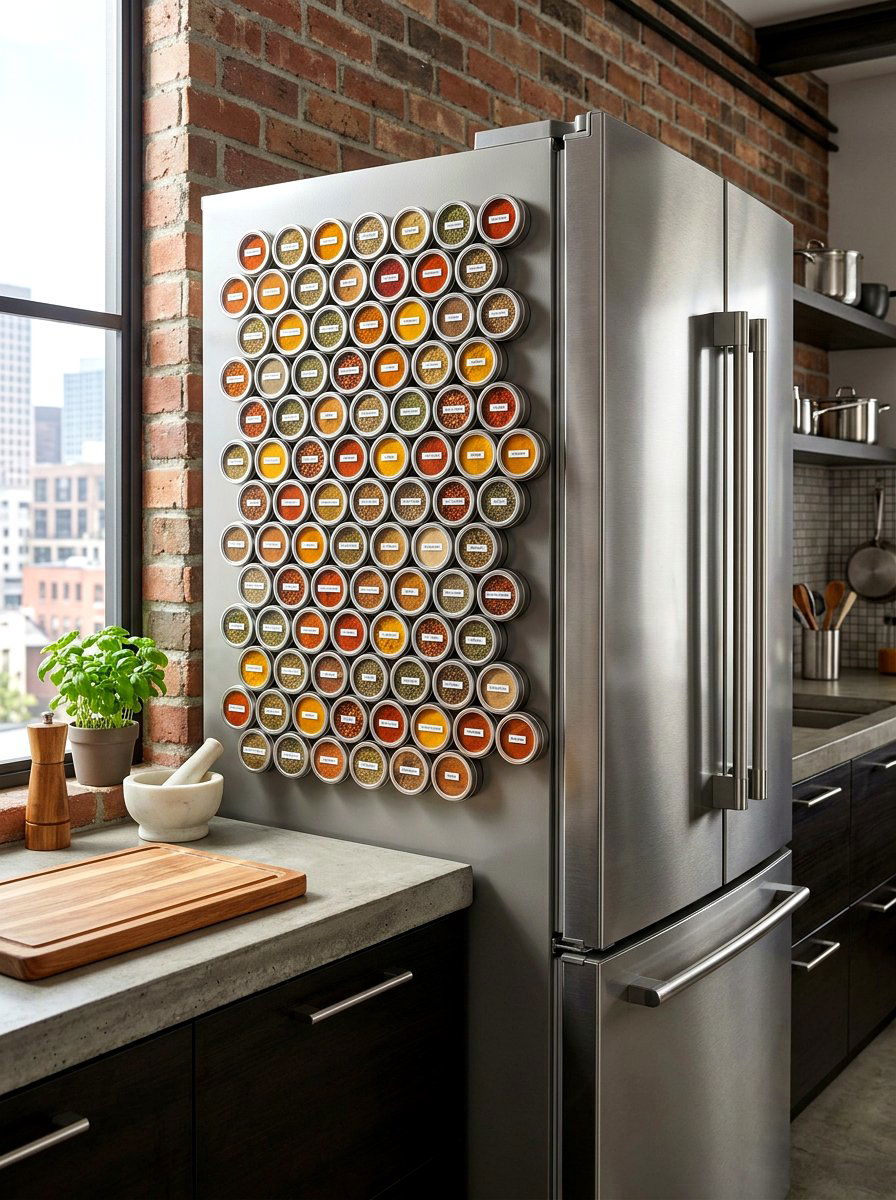 Magnetic Spice Jars - 30 spice rack ideas