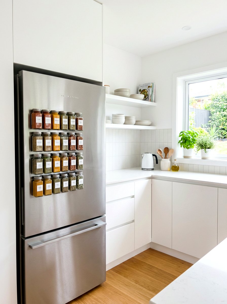 Magnetic Spice Rack - 30 budget kitchen ideas