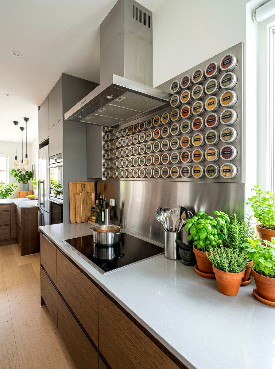 Magnetic Spice Wall - 30 reusable storage ideas