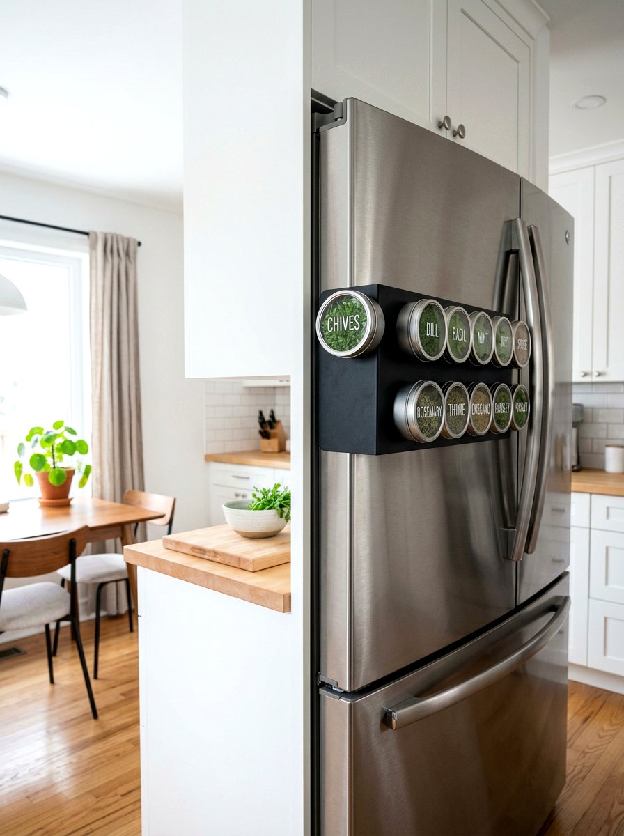 Magnetic Steel Herb Shelf - 30 indoor herb shelf ideas