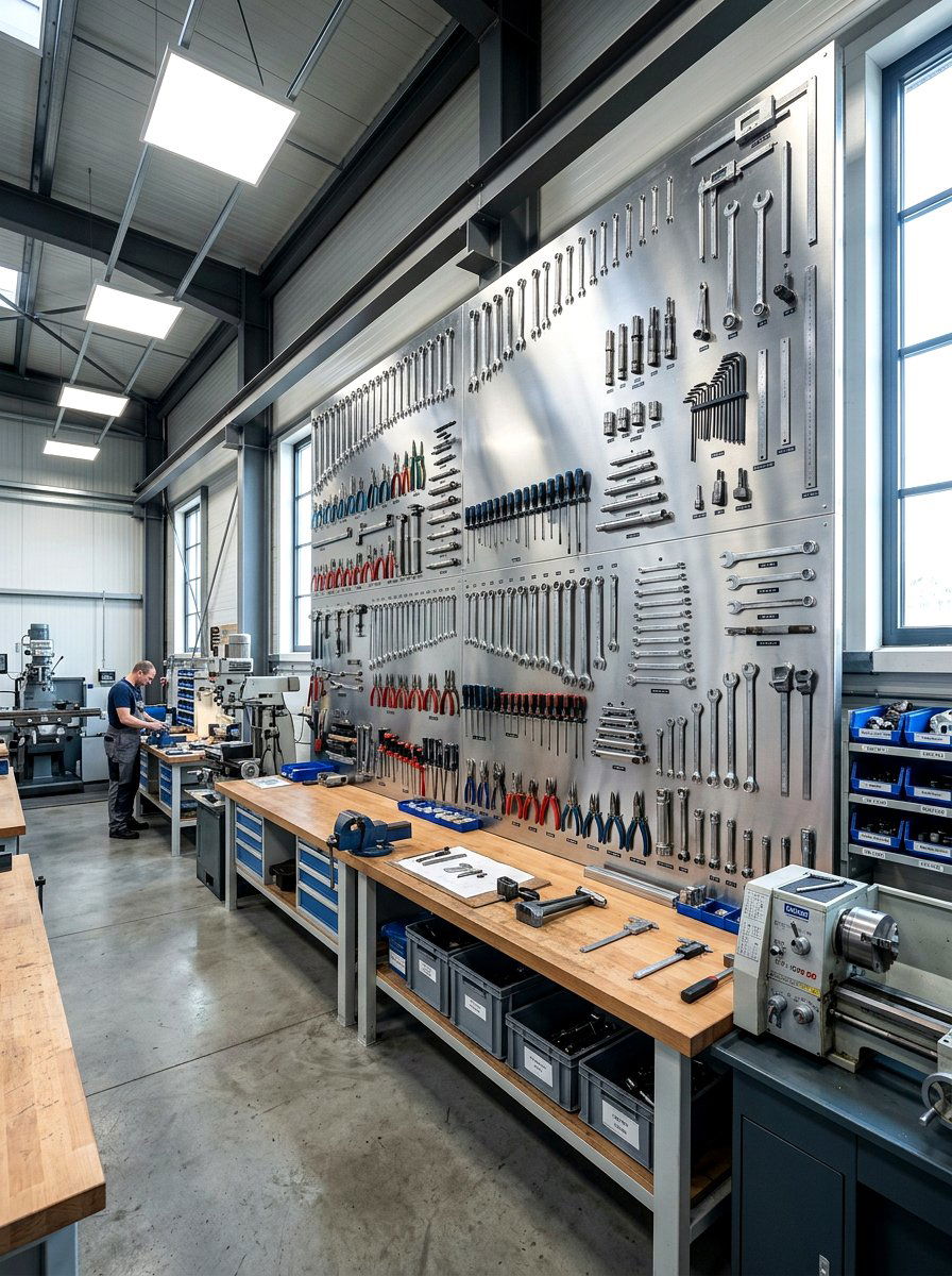Magnetic Steel Tool Wall - 30 garage wall panel ideas