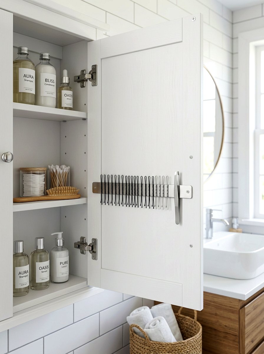 Magnetic Strip For Bobby Pins - 30 tiny bathroom storage ideas