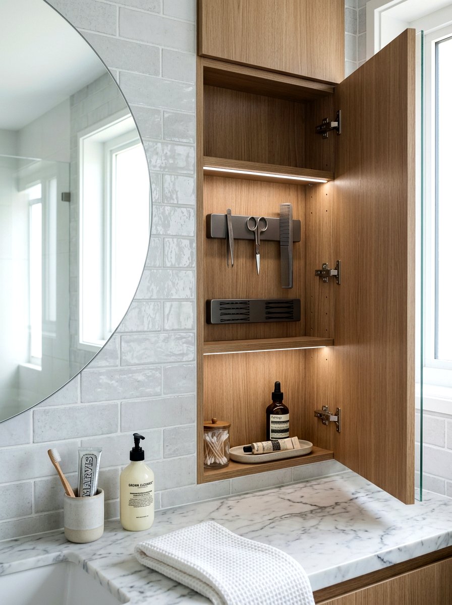 Magnetic Strip For Grooming Tools - 30 bathroom organization ideas
