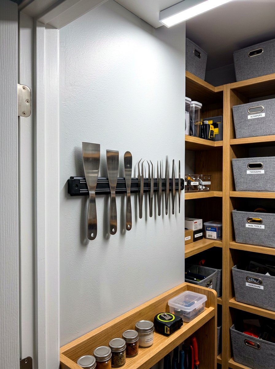 Magnetic Strip Small Tool Holder - 30 cleaning closet organization ideas