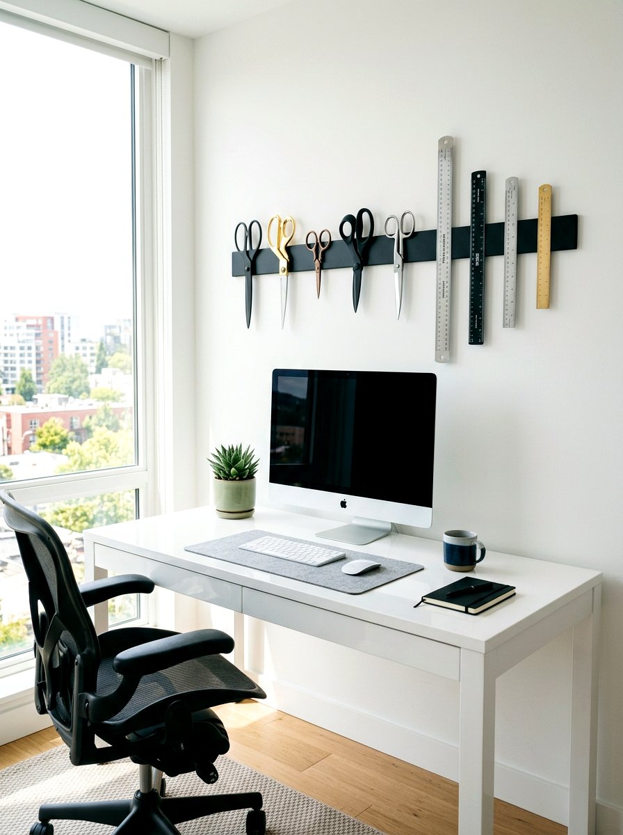 Magnetic Supply Strip - 30 office supply storage ideas