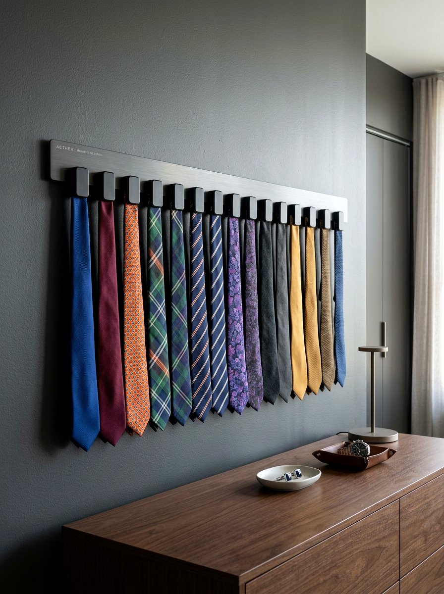 Magnetic Tie Rack - 30 tie storage ideas