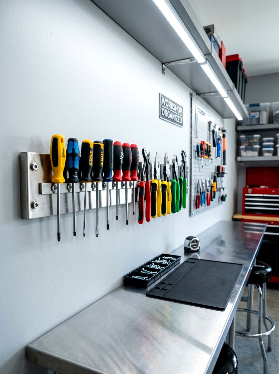 Magnetic Tool Holder - 30 organizing a garage ideas
