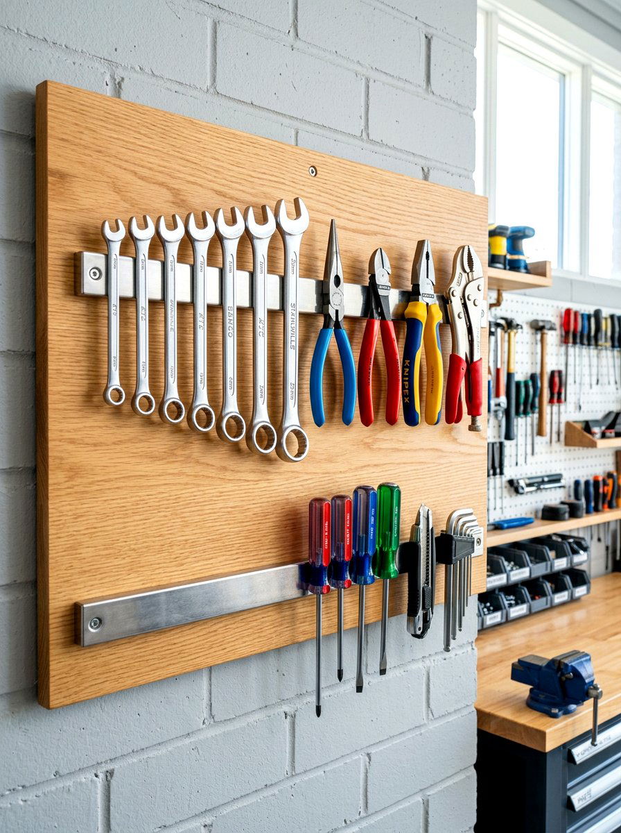 Magnetic Tool Holder Strip - 30 tool wall ideas