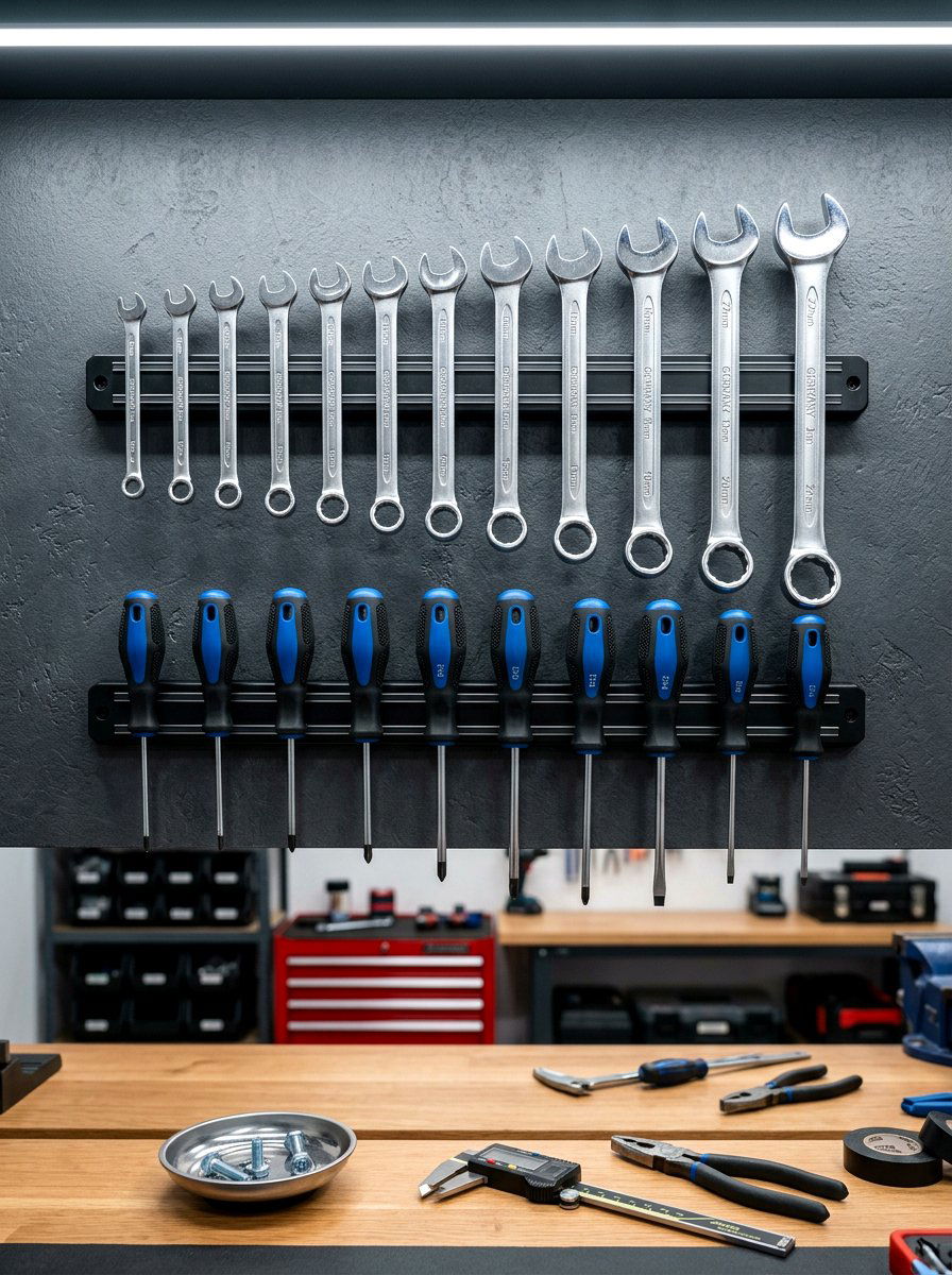Magnetic Tool Strip - 30 garage tool storage ideas