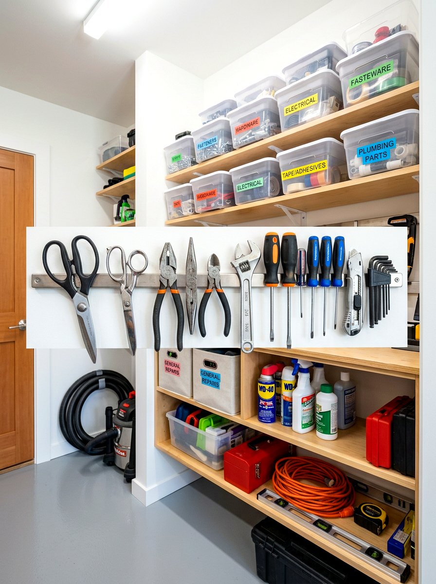 Magnetic Tool Strip - 30 utility closet shelving ideas