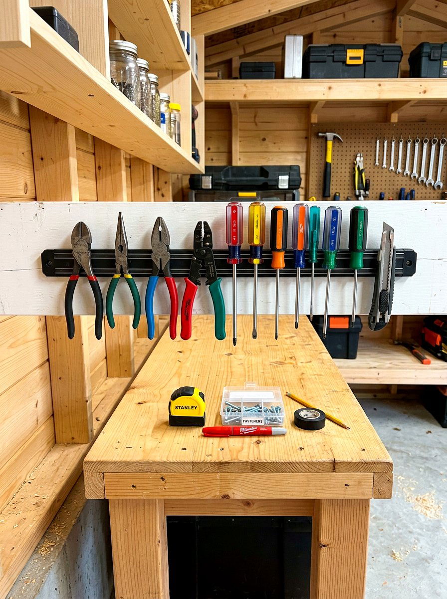 Magnetic Tool Strip - 30 garden shed storage ideas