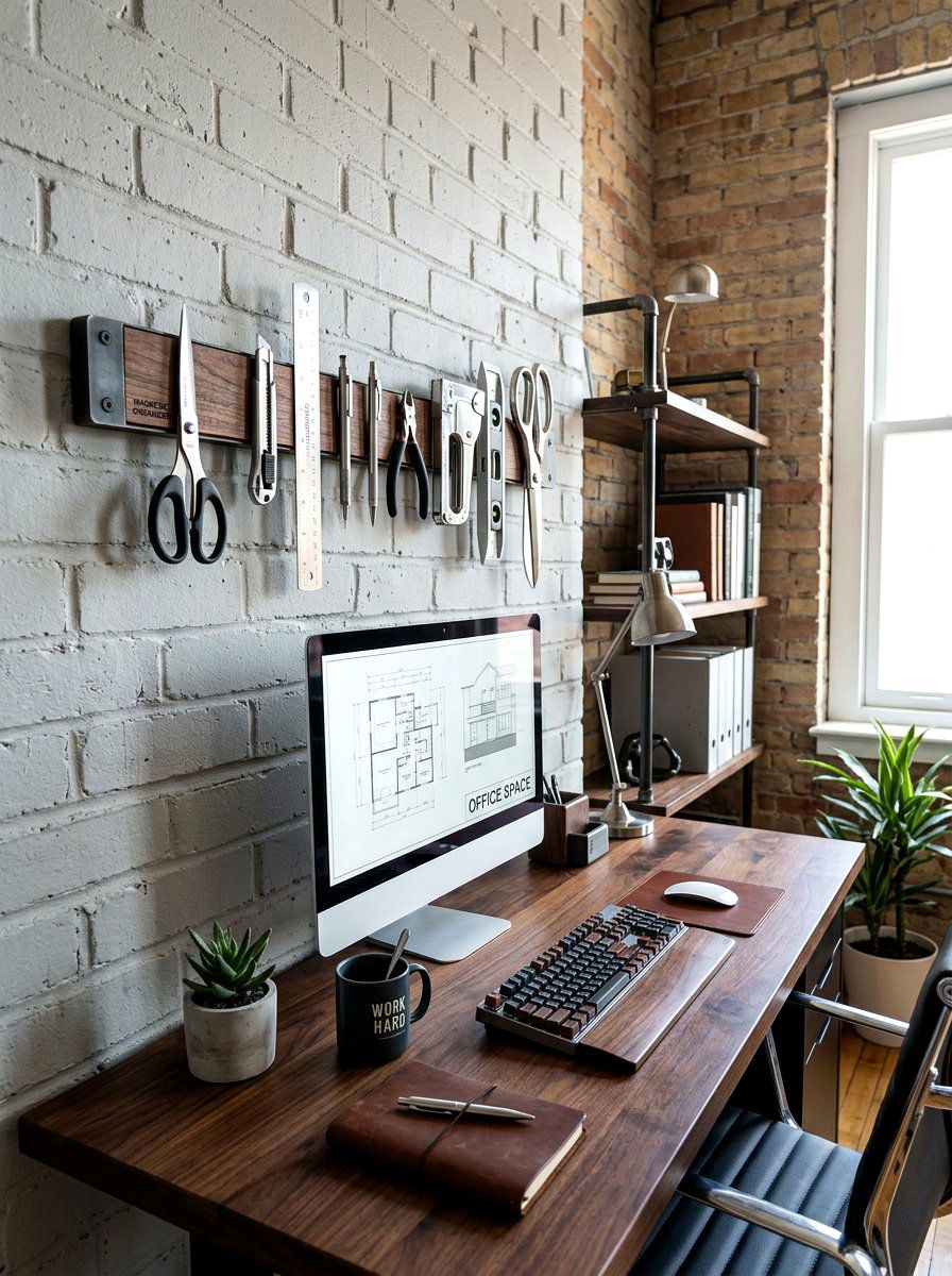 Magnetic Tool Strip - 30 organizing a home office ideas