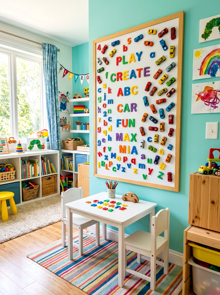 Magnetic Toy Board - 30 playroom storage ideas