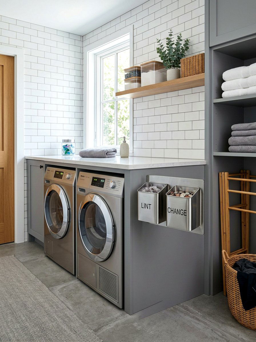 Magnetic Wall Bin - 30 laundry room wall decor ideas