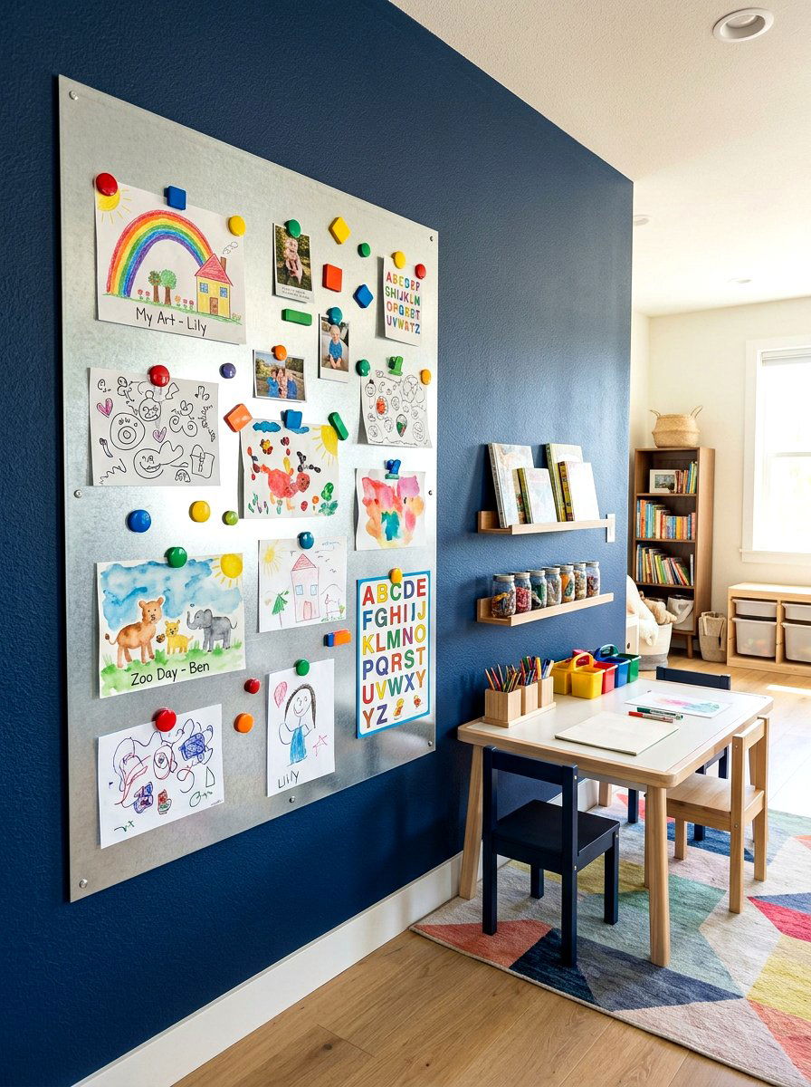 Magnetic Wall Board For Art - 30 kids art display ideas