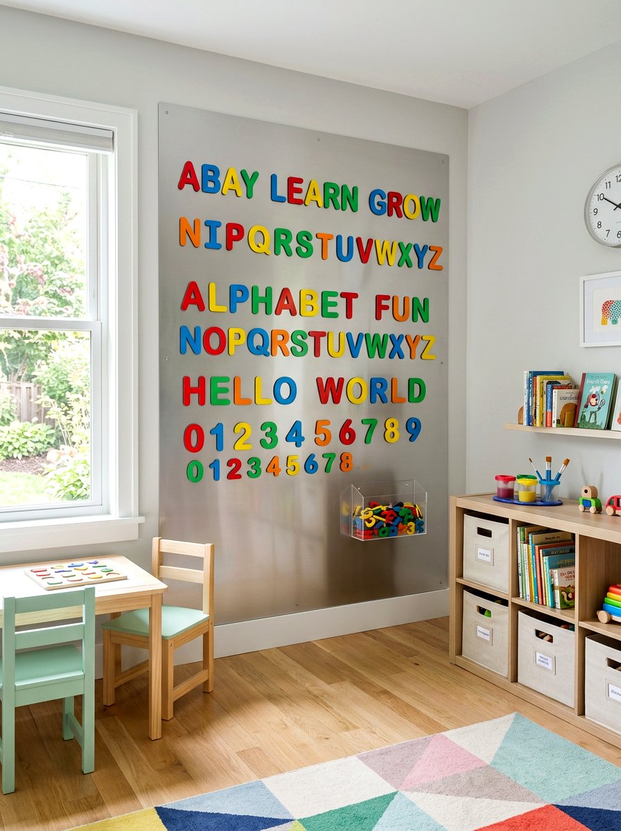 Magnetic Wall Playroom - 30 small playroom ideas