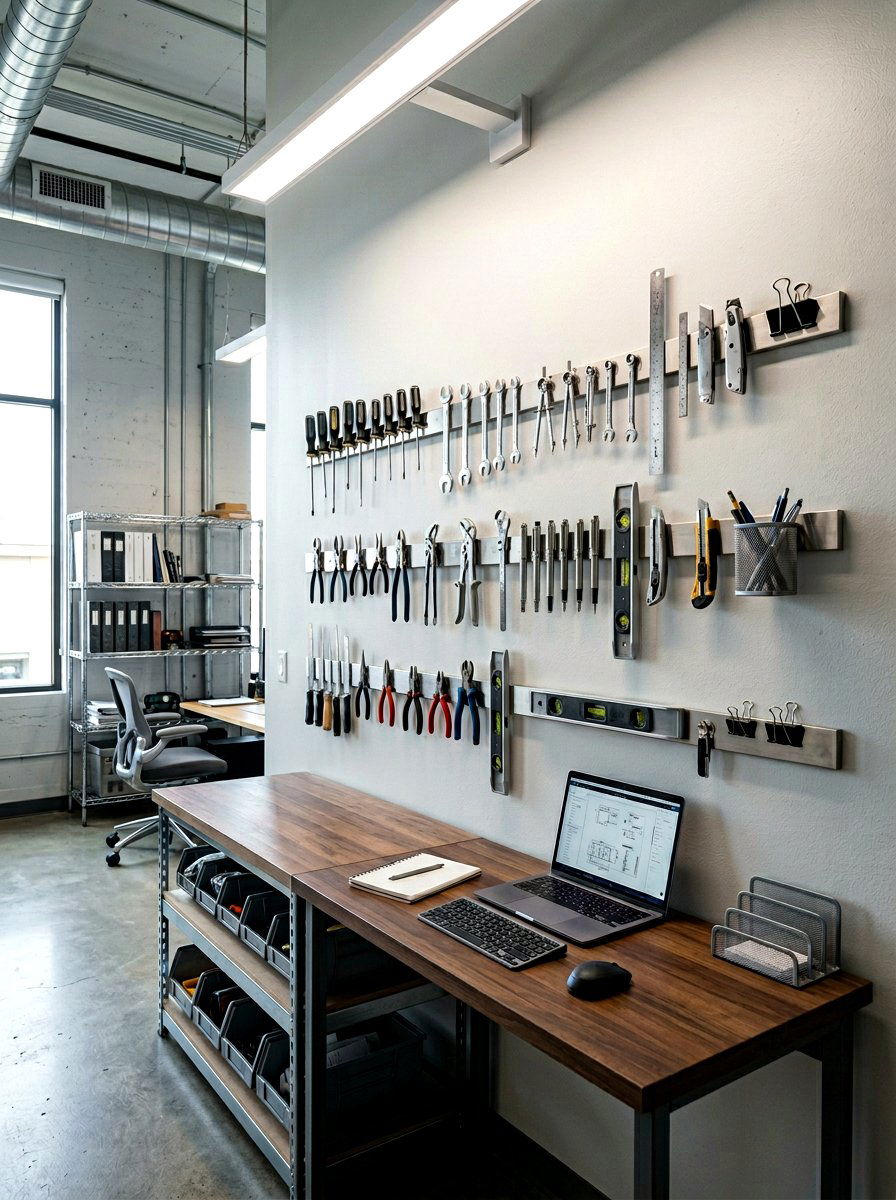 Magnetic Wall Strips - 30 home office storage ideas