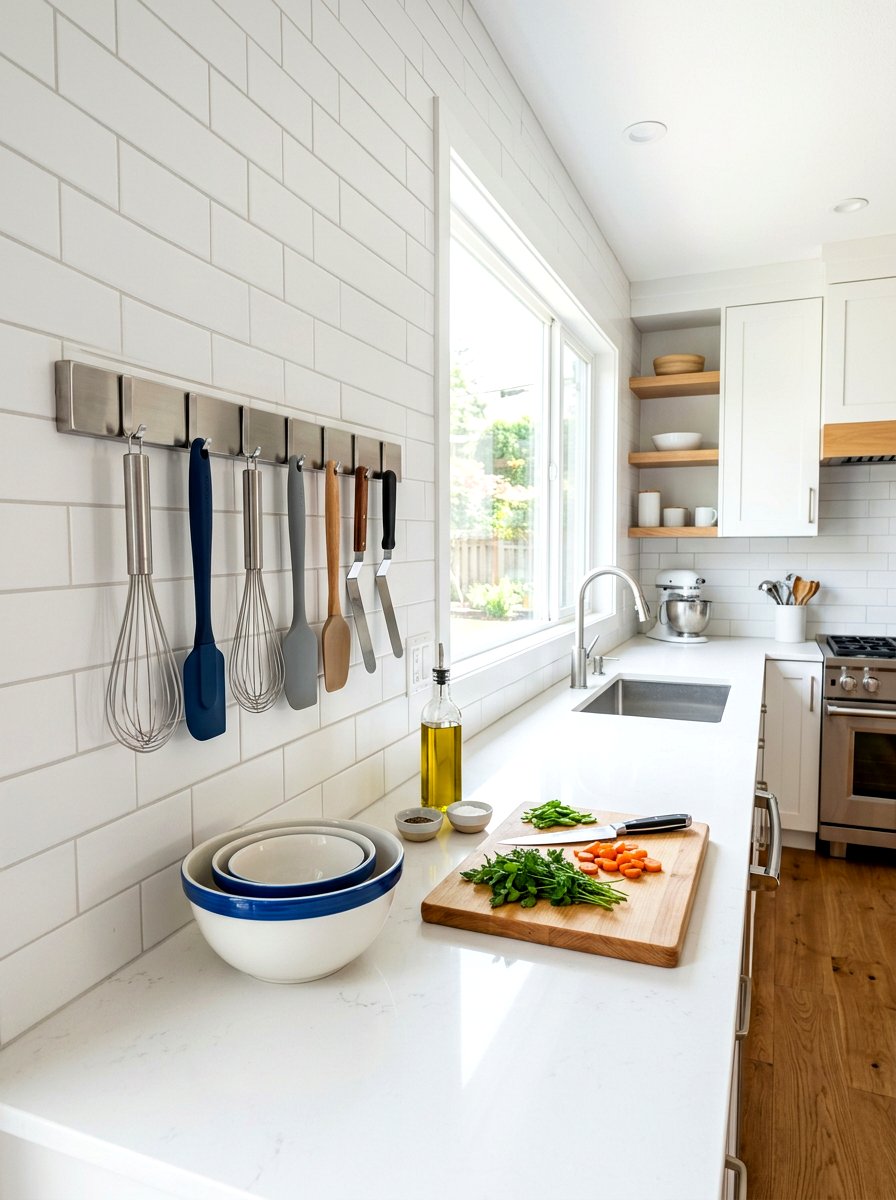 Magnetic Wall Tool Strip - 30 pastry corner kitchen ideas