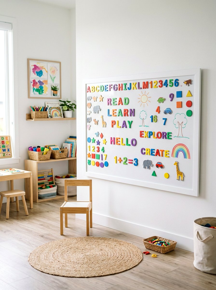 Magnetic Whiteboard - 30 toy library playroom ideas