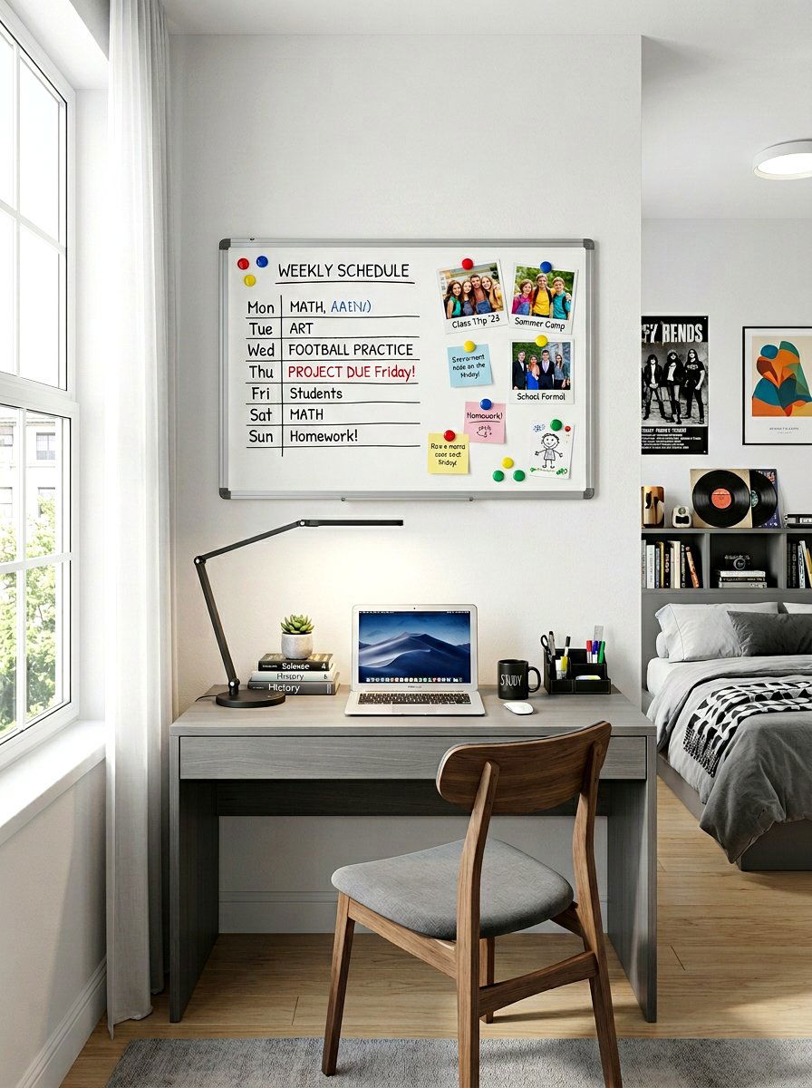 Magnetic Whiteboard Panel - 30 kids desk wall ideas