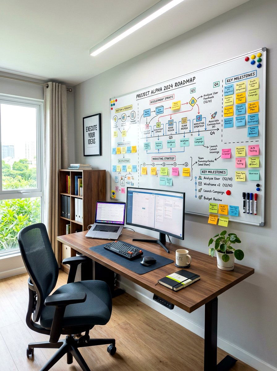 Magnetic Whiteboard - 30 home office wall ideas