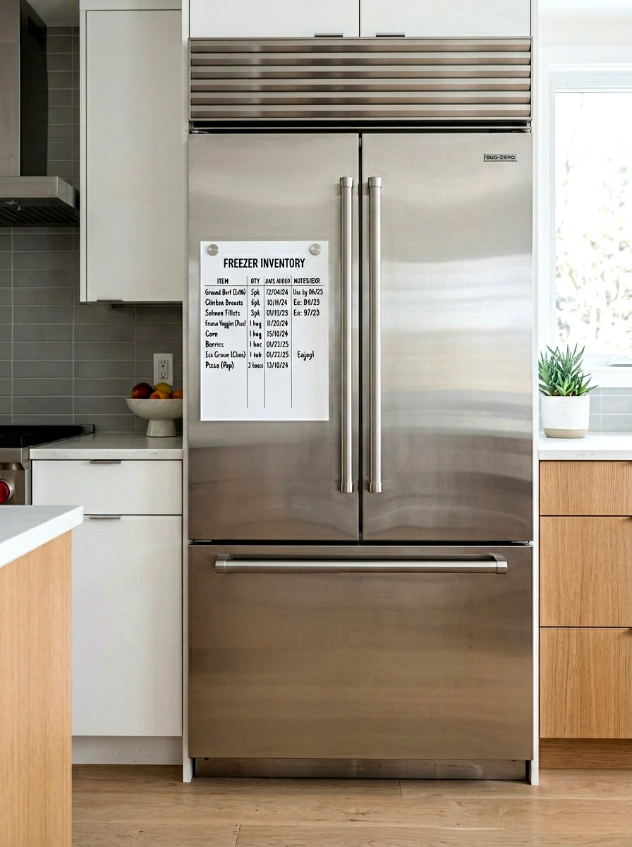 Magnetic freezer organization inventory sheet - 30 freezer organization ideas