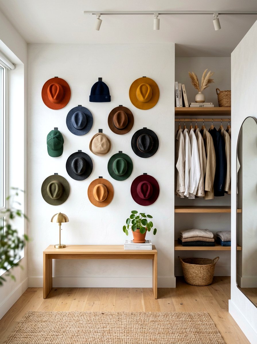 Magnetic hat holder - 30 hat storage closet ideas