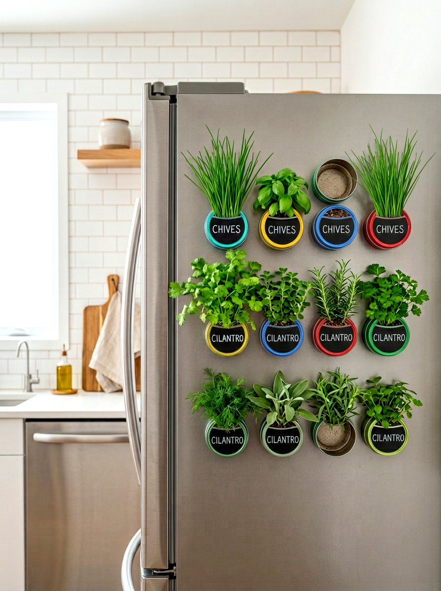 Magnetic herb garden - 30 herb garden planter ideas