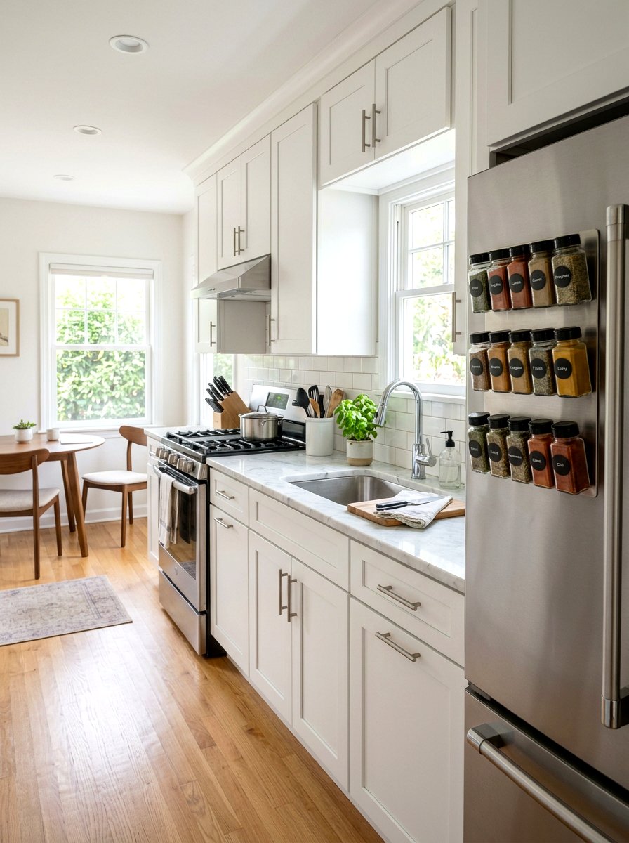 Magnetic kitchen spice rack - 30 small apartment storage ideas