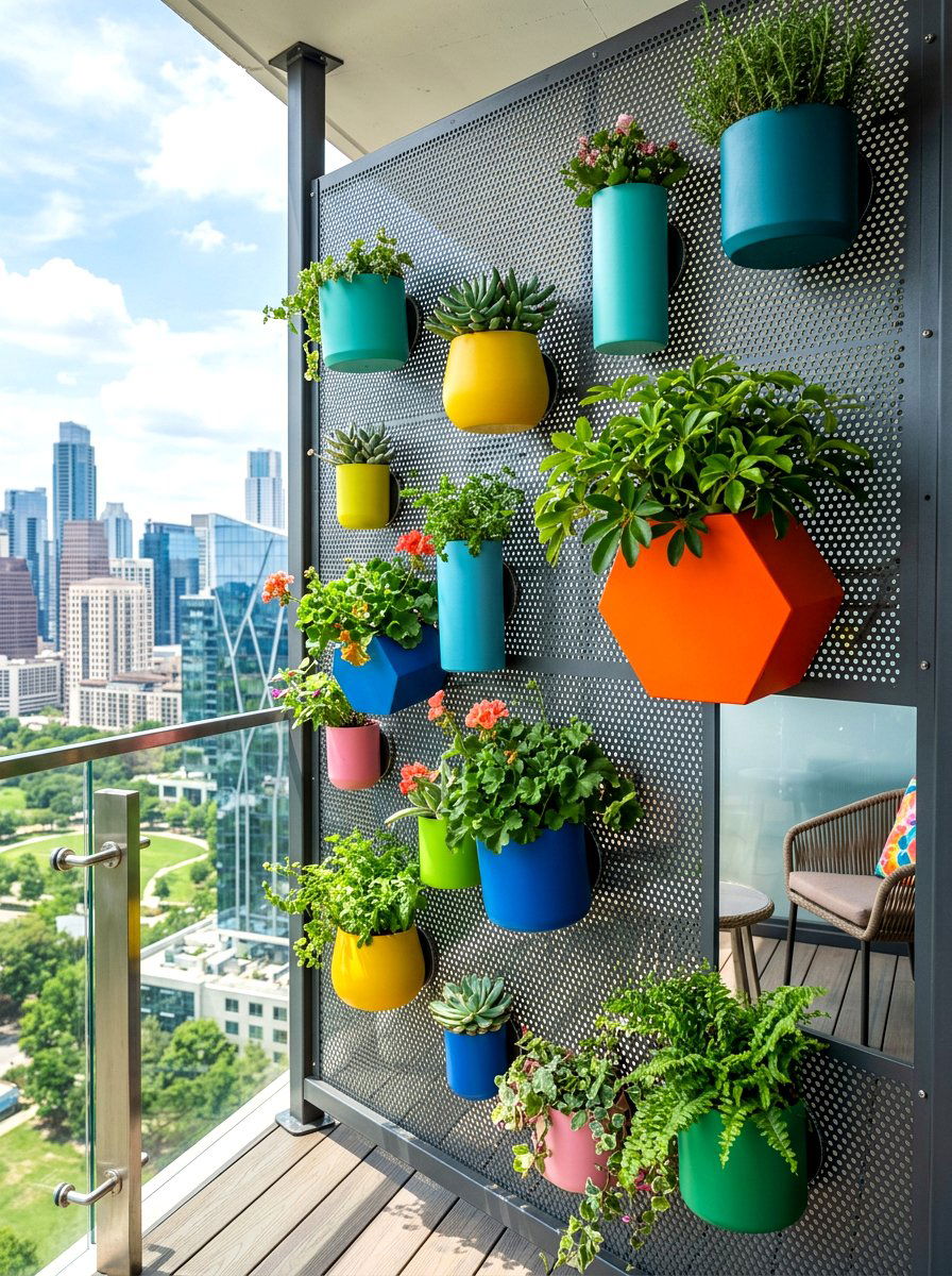 Magnetic metal balcony wall - 30 balcony planter wall ideas
